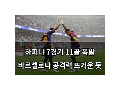 하피냐 7경기 11골 폭발 바르셀로나 공격력 뜨거운 듯