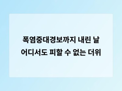 폭염중대경보 발령된 날 집안에 틀어박힌 사람들과 대응 방법