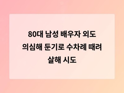 80대 남성이 배우자 외도 의심해 둔기로 공격한 혐의로 실형 선고