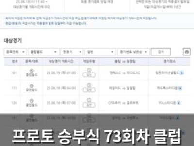 프로토 승부식 73회차 클럽 월드컵 경기 포함