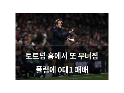 토트넘 홈에서 또 무너짐 풀럼에 0대1 패배